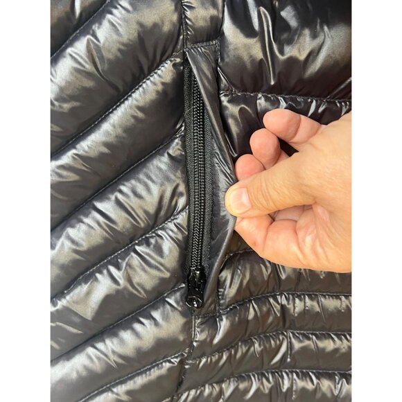 Bernardo Goose Down Puffer Vest L Black Nylon Outerwear Lightweight Warm Womens - Picture 10 of 13